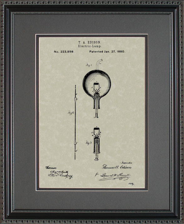 Light Bulb Original Patent Art and Patent Application Gift